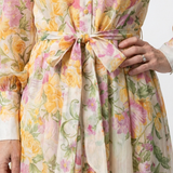 Cressida | Maxidress met bloemenprint en transparante stof met lange mouwen