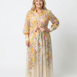 Cressida | Maxidress met bloemenprint en transparante stof met lange mouwen