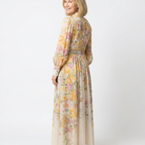 Cressida | Maxidress met bloemenprint en transparante stof met lange mouwen