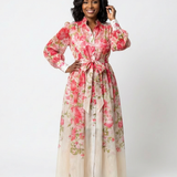 Cressida | Maxidress met bloemenprint en transparante stof met lange mouwen