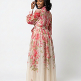 Cressida | Maxidress met bloemenprint en transparante stof met lange mouwen