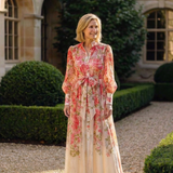 Cressida | Maxidress met bloemenprint en transparante stof met lange mouwen